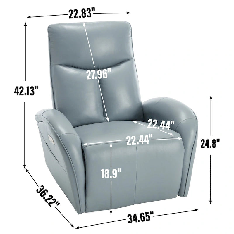 Fauteuil inclinable électrique en cuir véritable, pivotant et à bascule