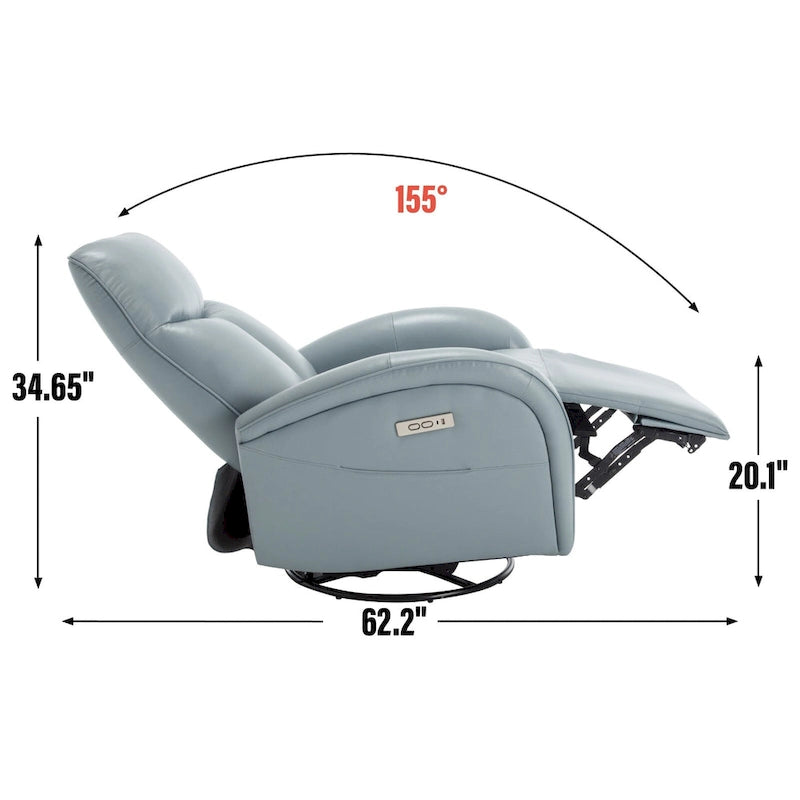 Fauteuil inclinable électrique en cuir véritable, pivotant et à bascule