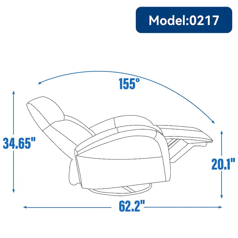 Fauteuil inclinable électrique en cuir véritable, pivotant et à bascule