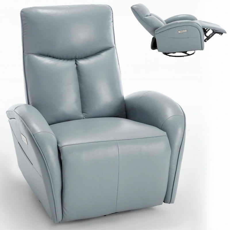 Fauteuil inclinable électrique en cuir véritable, pivotant et à bascule