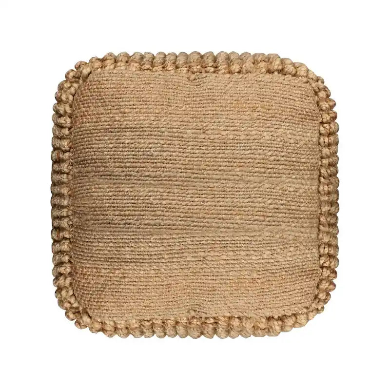 Pouf ottoman cube en jute naturelle mélangée