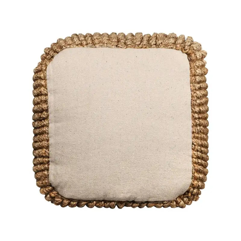 Pouf ottoman cube en jute naturelle mélangée