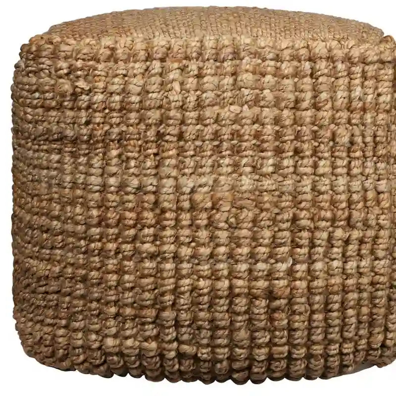 Pouf ottoman cube en jute naturelle mélangée