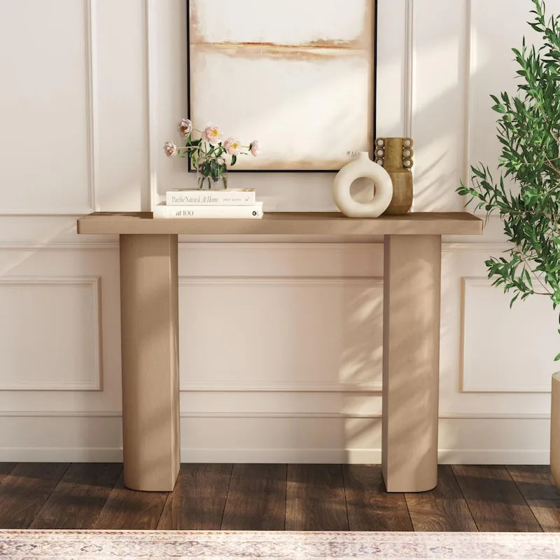 Console en bois de manguier en demi-lune