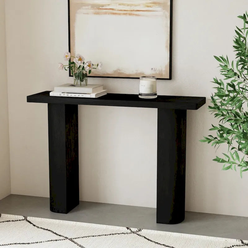 Console en bois de manguier en demi-lune