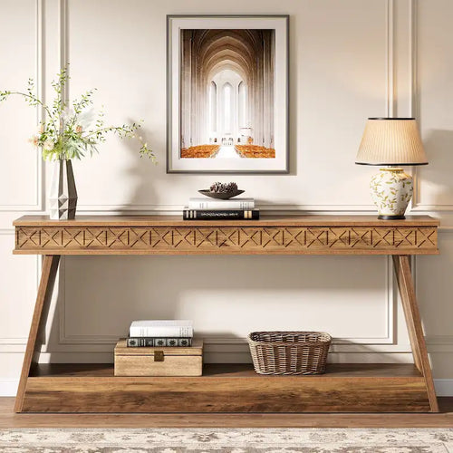 Console extra longue de 180 cm avec étagère de rangement
