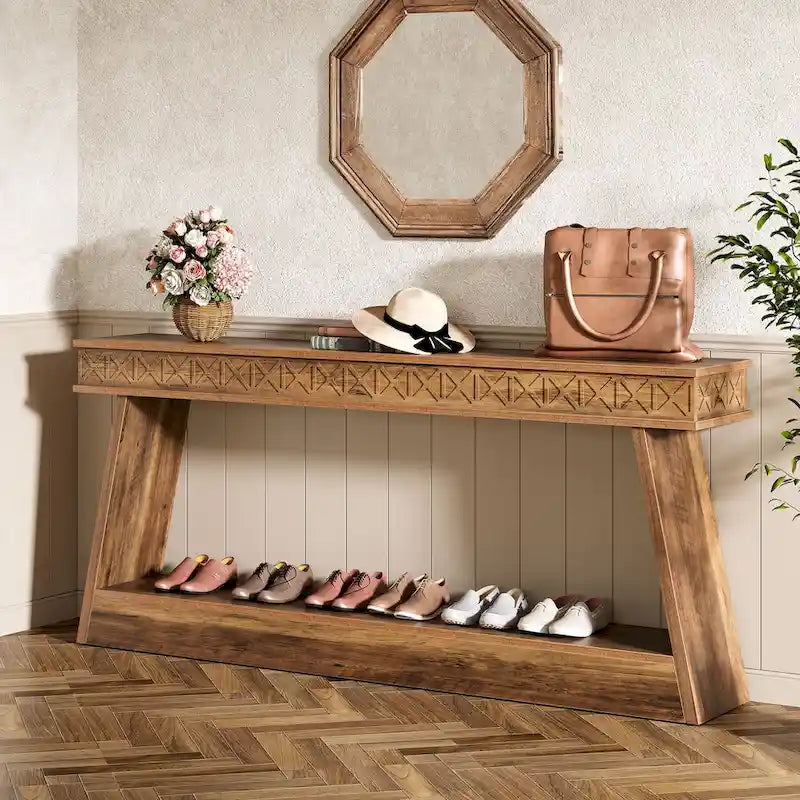 Console extra longue de 180 cm avec étagère de rangement
