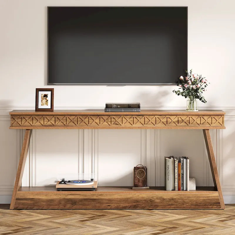 Console extra longue de 180 cm avec étagère de rangement