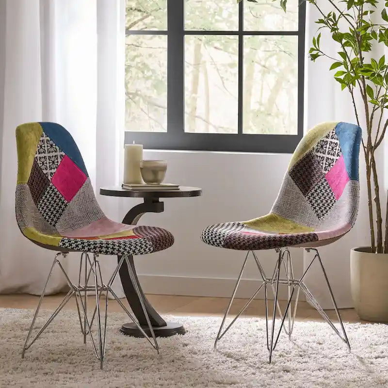Chaises en Tissu Patchwork (Lot de 2)