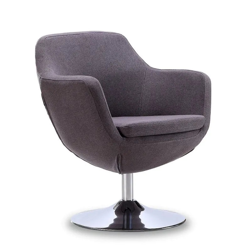 Fauteuil d'appoint pivotant en similicuir et chrome poli
