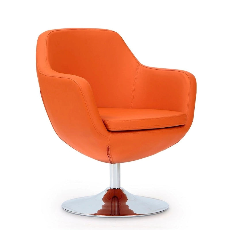 Fauteuil d'appoint pivotant en similicuir et chrome poli