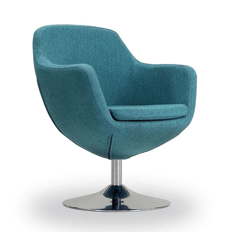 Fauteuil d'appoint pivotant en similicuir et chrome poli