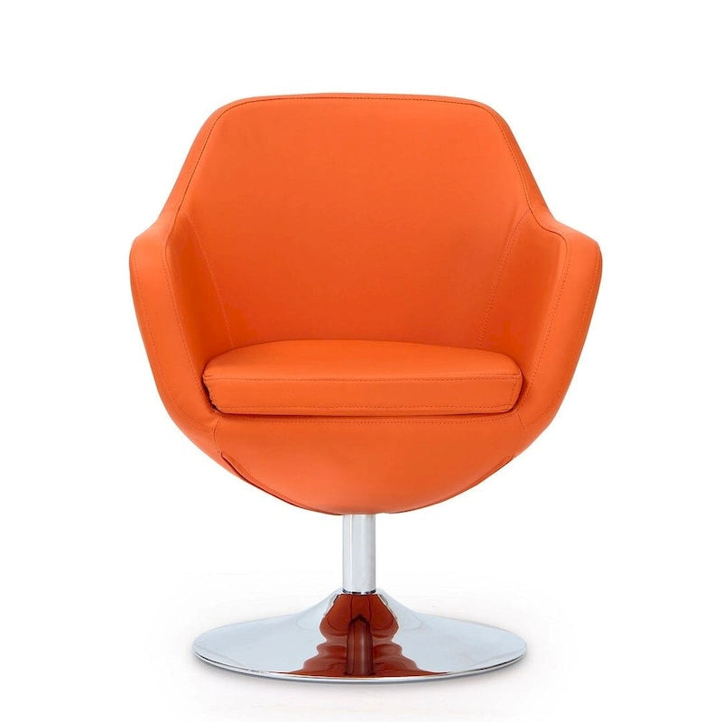 Fauteuil d'appoint pivotant en similicuir et chrome poli