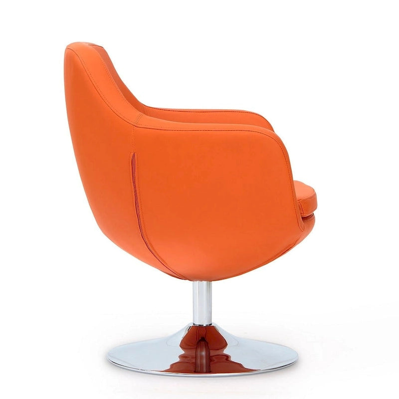 Fauteuil d'appoint pivotant en similicuir et chrome poli