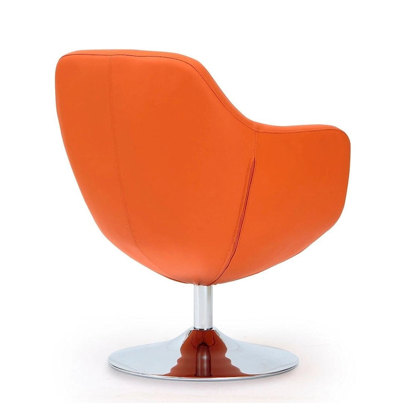 Fauteuil d'appoint pivotant en similicuir et chrome poli