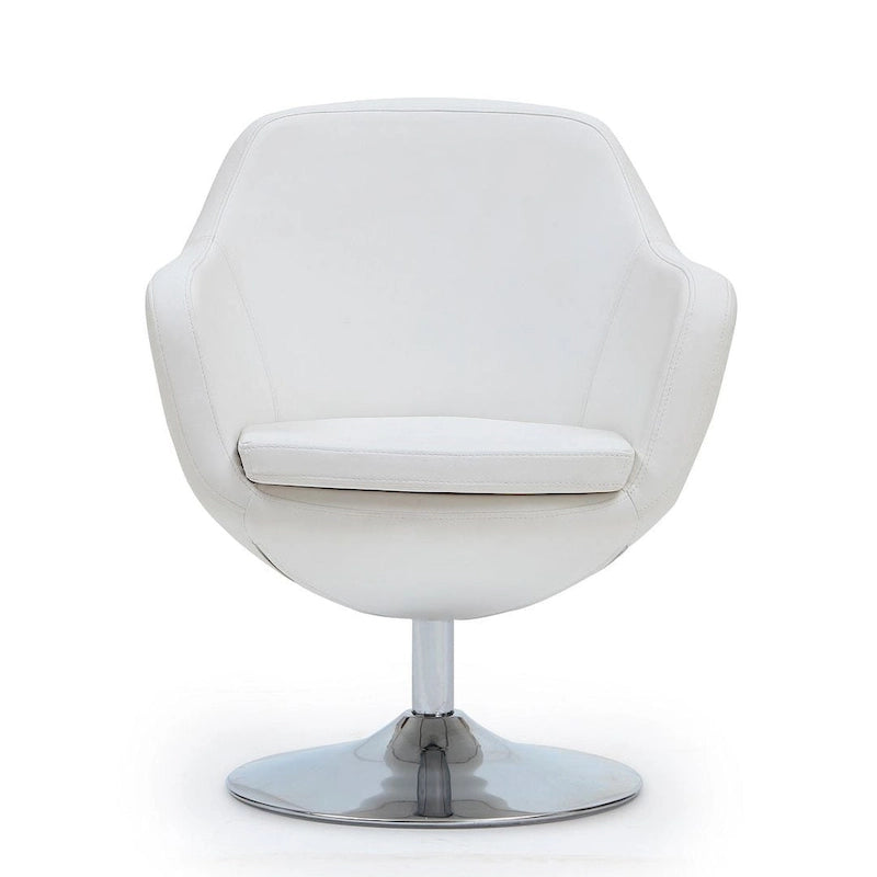 Fauteuil d'appoint pivotant en similicuir et chrome poli