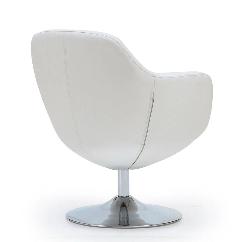Fauteuil d'appoint pivotant en similicuir et chrome poli