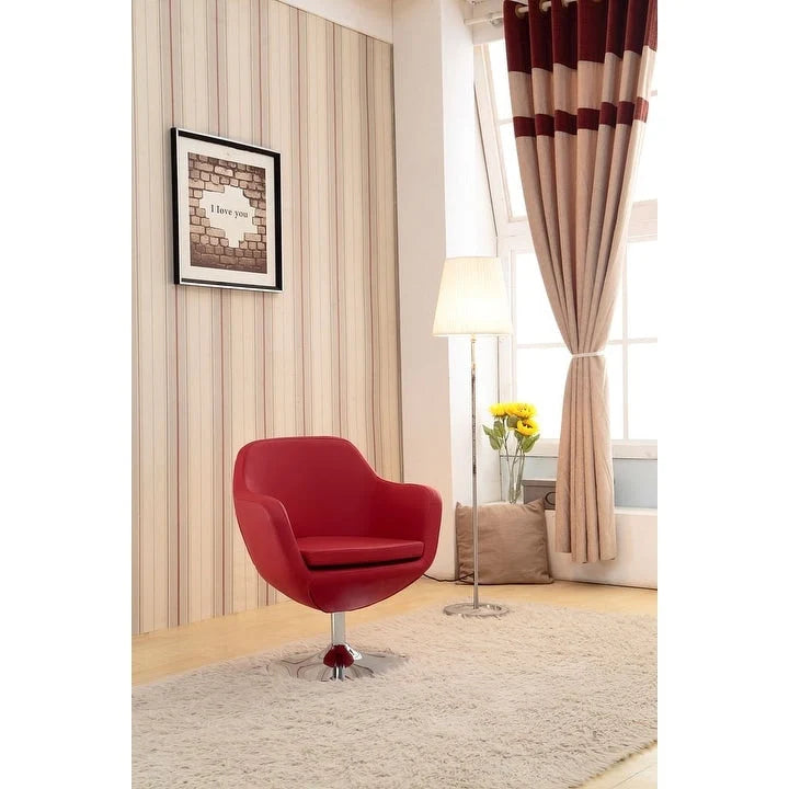Fauteuil d'appoint pivotant en similicuir et chrome poli