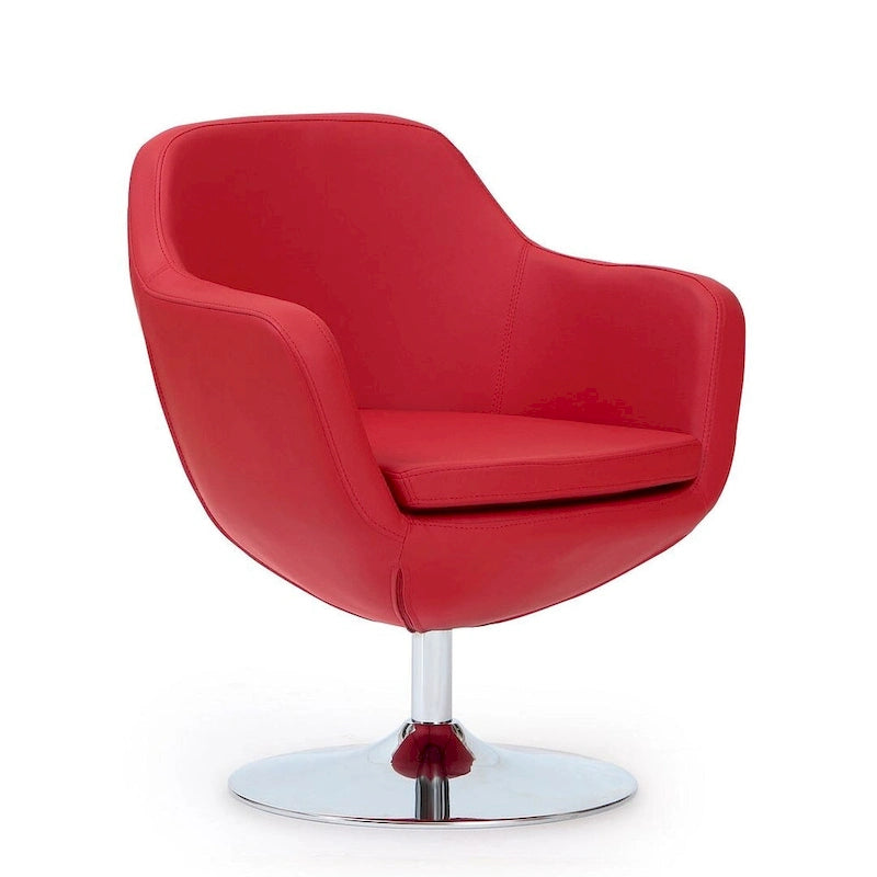 Fauteuil d'appoint pivotant en similicuir et chrome poli