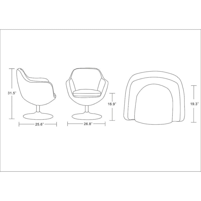 Fauteuil d'appoint pivotant en similicuir et chrome poli