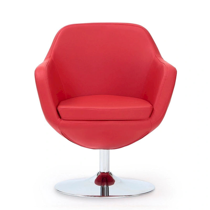 Fauteuil d'appoint pivotant en similicuir et chrome poli