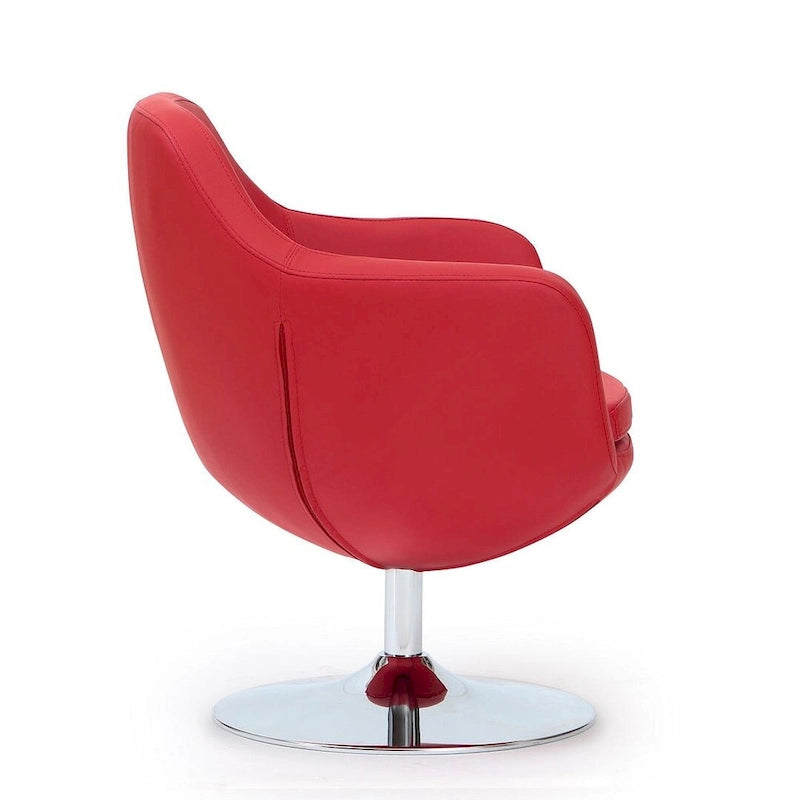 Fauteuil d'appoint pivotant en similicuir et chrome poli