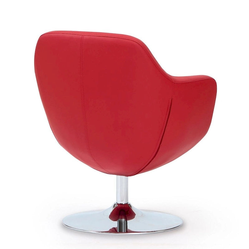 Fauteuil d'appoint pivotant en similicuir et chrome poli