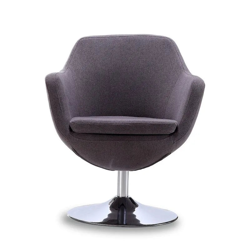 Fauteuil d'appoint pivotant en similicuir et chrome poli