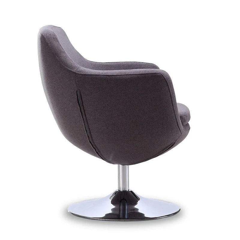 Fauteuil d'appoint pivotant en similicuir et chrome poli