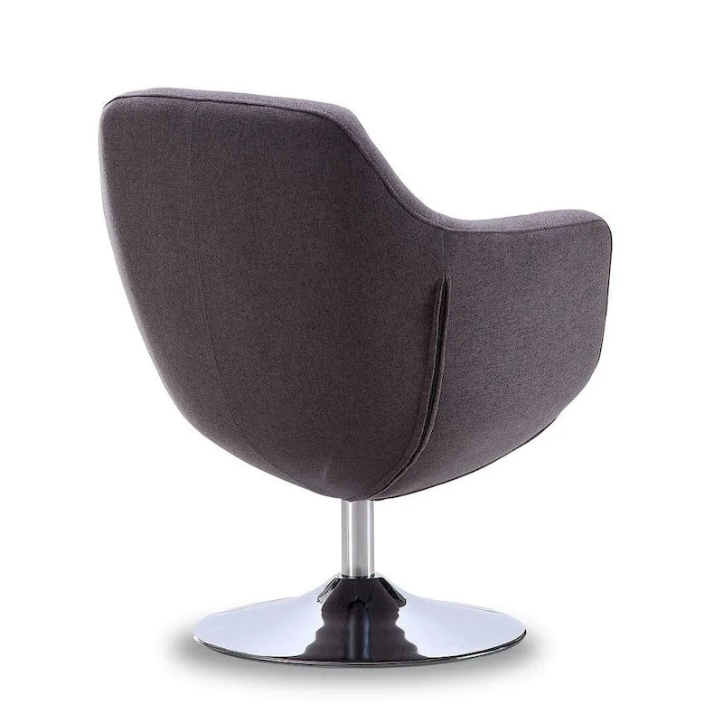 Fauteuil d'appoint pivotant en similicuir et chrome poli