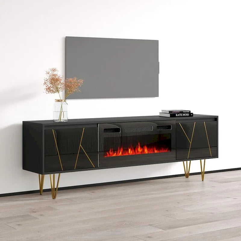 Meuble TV avec cheminée