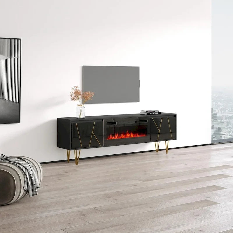 Meuble TV avec cheminée