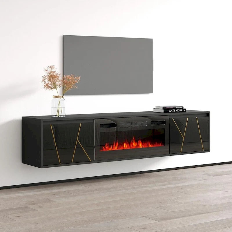 Meuble TV avec cheminée