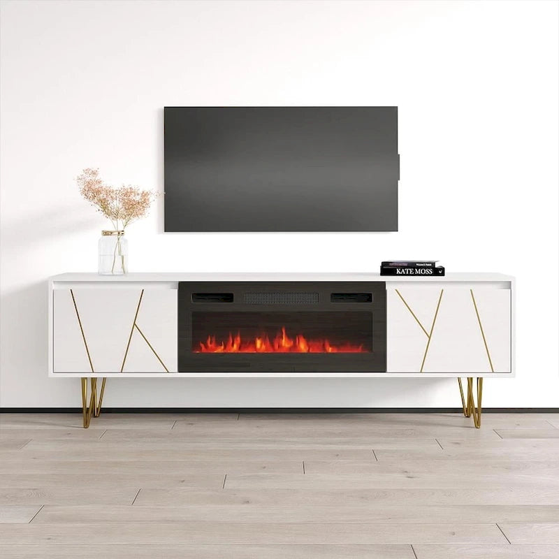 Meuble TV avec cheminée