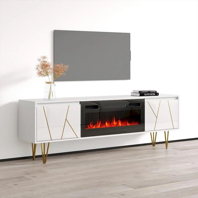 Meuble TV avec cheminée