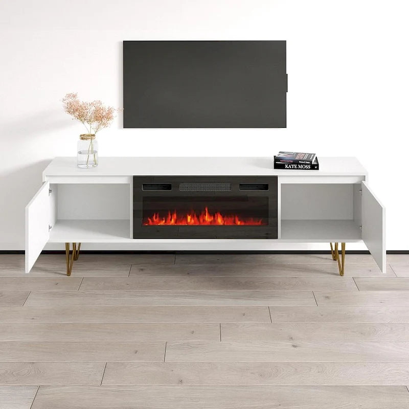 Meuble TV avec cheminée