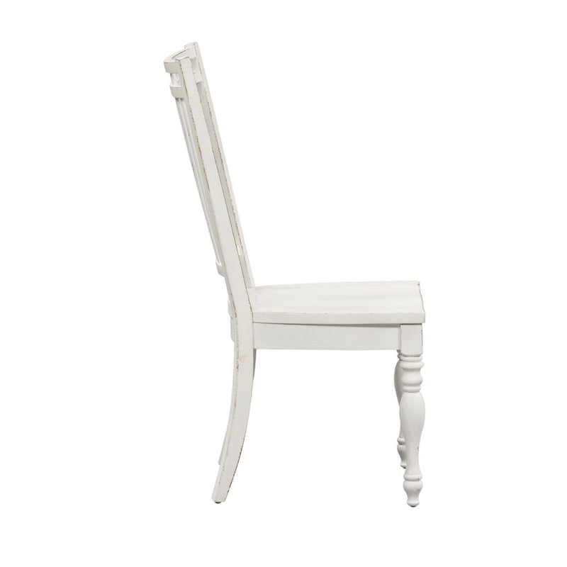 Chaise d'appoint à dossier à barreaux Magnolia Manor Antique White Weathered Bark (Lot de 2)