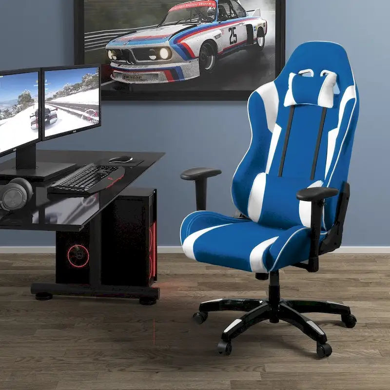 Fauteuil de jeu ergonomique dossier haut en similicuir, tissu et maille
