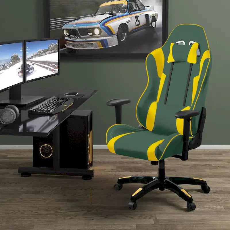 Fauteuil de jeu ergonomique dossier haut en similicuir, tissu et maille