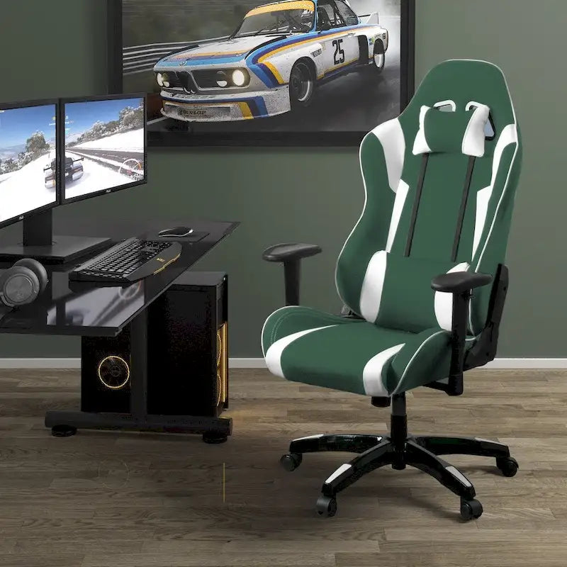 Fauteuil de jeu ergonomique dossier haut en similicuir, tissu et maille