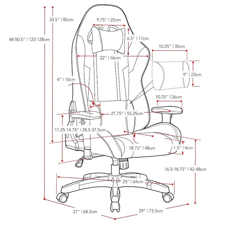 Fauteuil de jeu ergonomique dossier haut en similicuir, tissu et maille