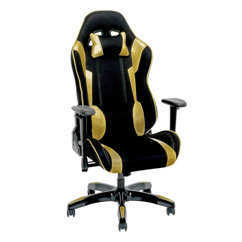 Fauteuil de jeu ergonomique dossier haut en similicuir, tissu et maille