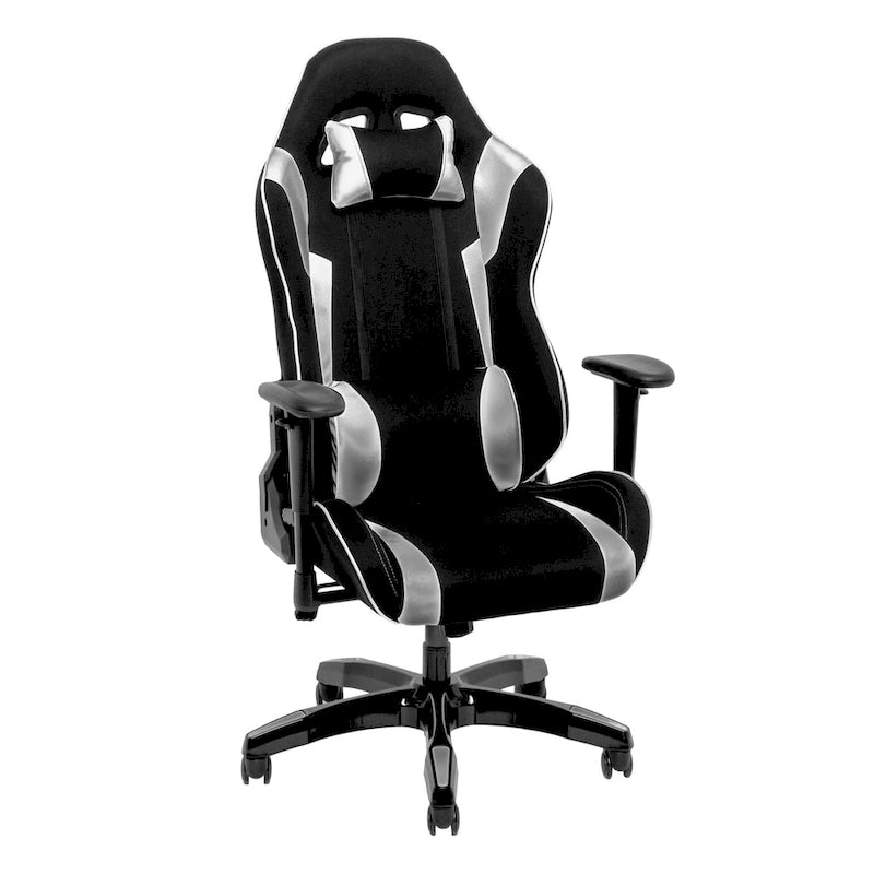 Fauteuil de jeu ergonomique dossier haut en similicuir, tissu et maille