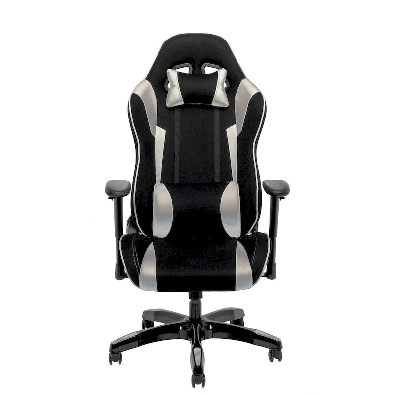 Fauteuil de jeu ergonomique dossier haut en similicuir, tissu et maille
