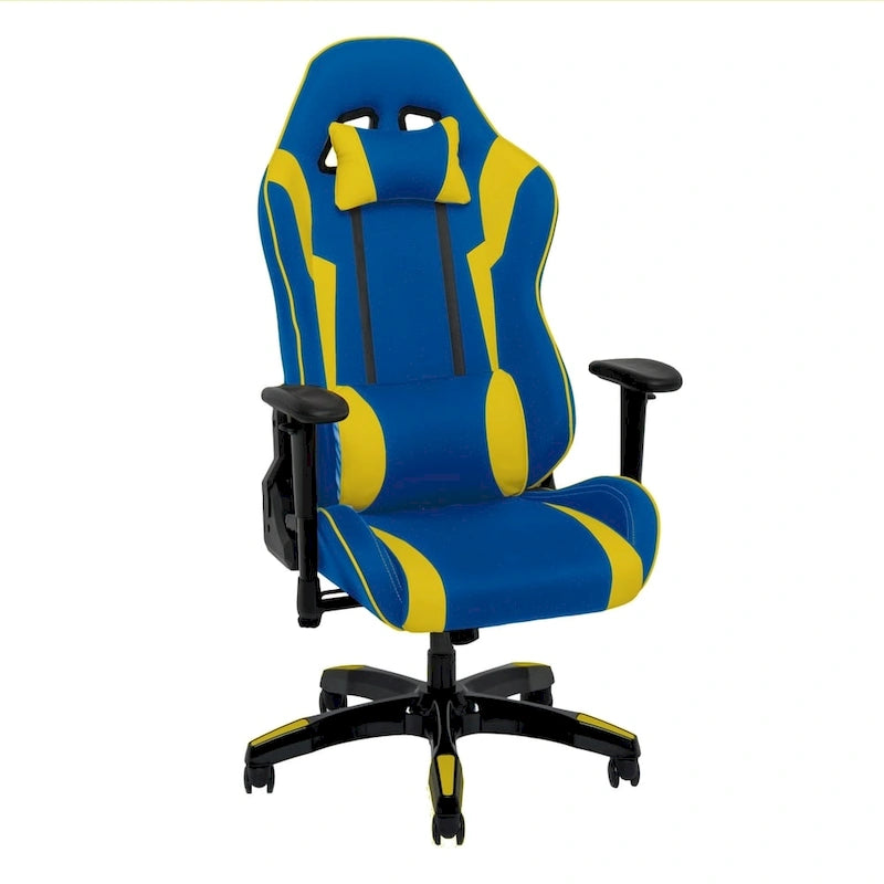 Fauteuil de jeu ergonomique dossier haut en similicuir, tissu et maille
