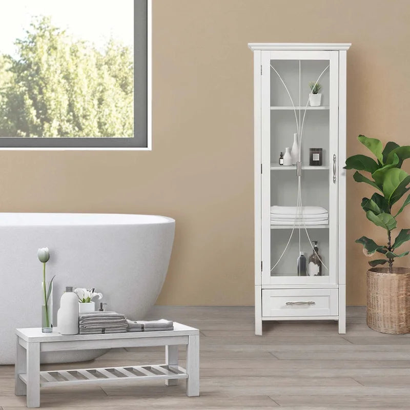 Meuble de rangement pour linge de maison sur pied avec tiroirs