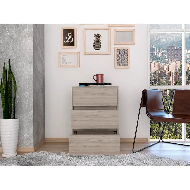 Classeur à 3 tiroirs de 66 cm de haut avec 4 roulettes et plateau supérieur