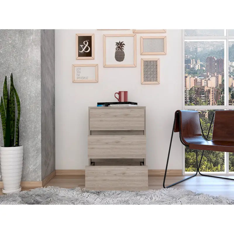Classeur à 3 tiroirs de 66 cm de haut avec 4 roulettes et plateau supérieur