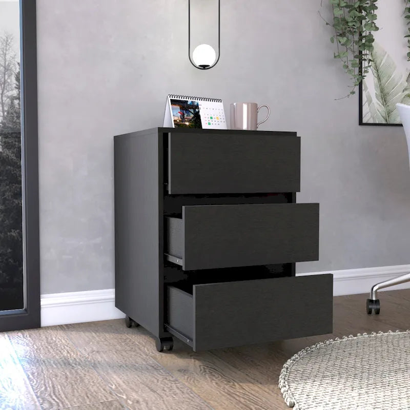 Classeur à 3 tiroirs de 66 cm de haut avec 4 roulettes et plateau supérieur