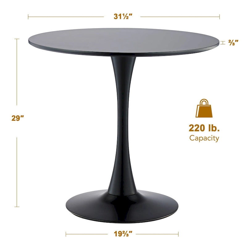Table de salle à manger de cuisine ronde moderne de 31,5 pouces